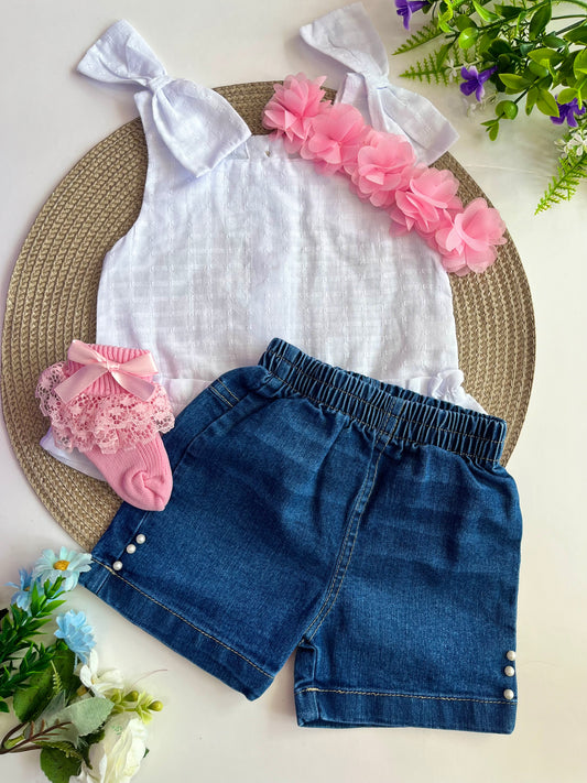 Conjunto short jean yoyis