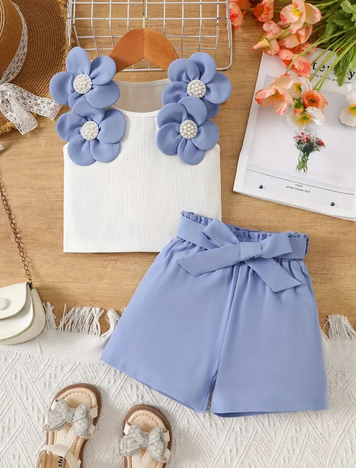 Conjunto short flores