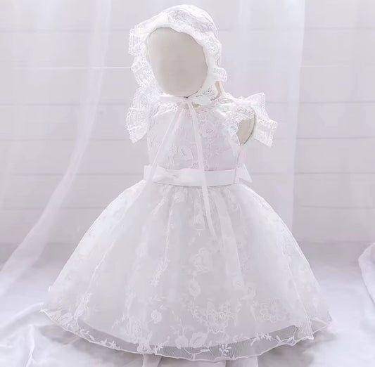 Vestido bautizo + pavita blanco